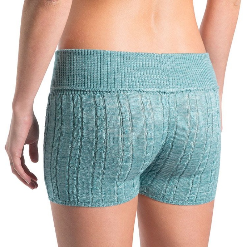 Women's Bloch Carezza Cable Knit Fold Down Bottoms Light Aqua | DMYVO62949