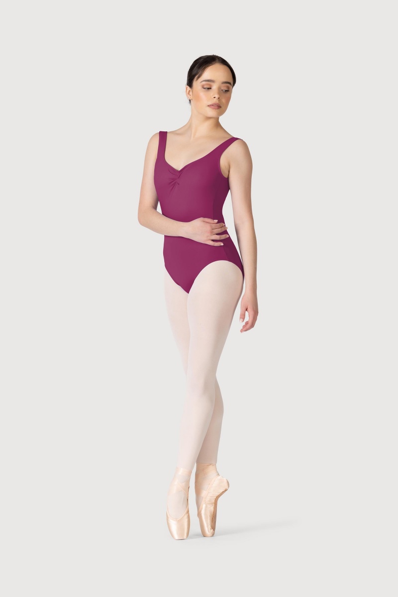 Women's Bloch Cecilie Gathered Tank Leotards Boysenberry | MYZDE92072