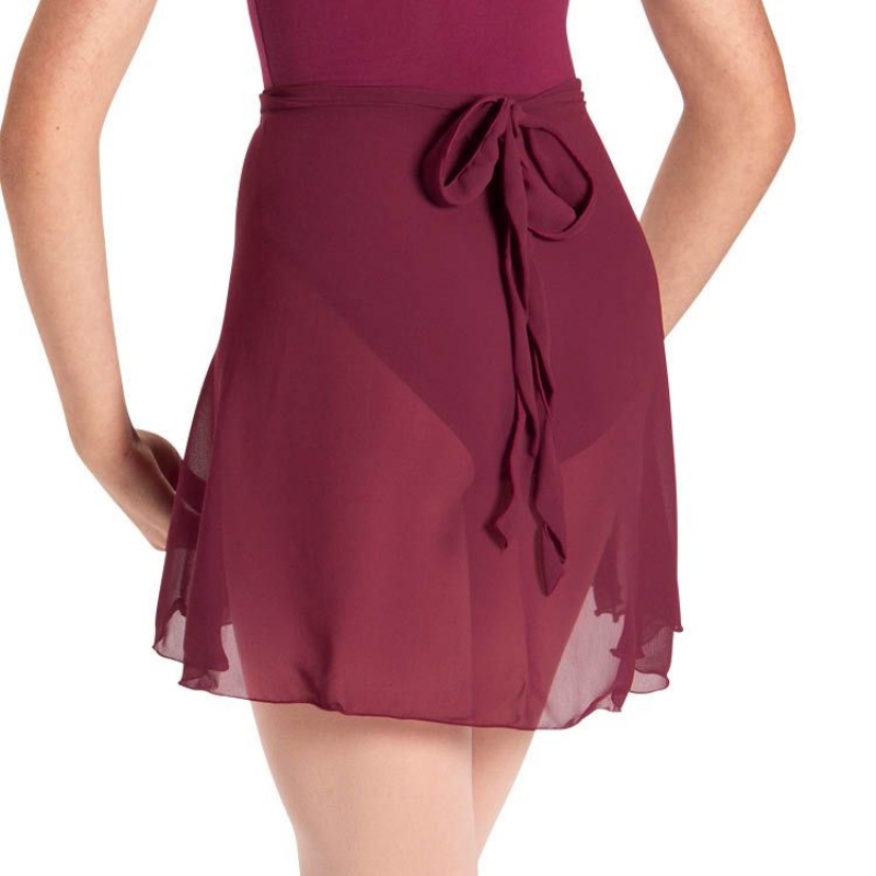 Women's Bloch Chantay Long Tulip Wrap Skirts Burgundy | QMYUV37861