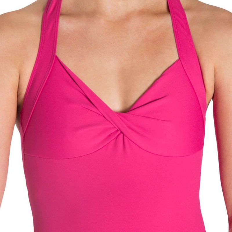 Women's Bloch Cinnamon Halter Leotards Hot Pink | MYXMI93716