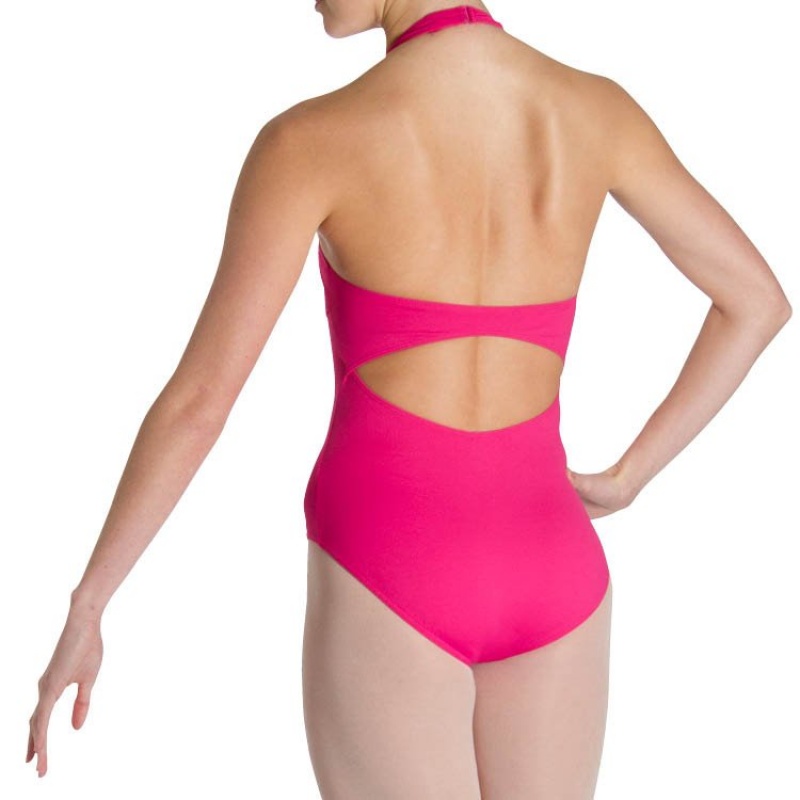 Women\'s Bloch Cinnamon Halter Leotards Hot Pink | MYXMI93716