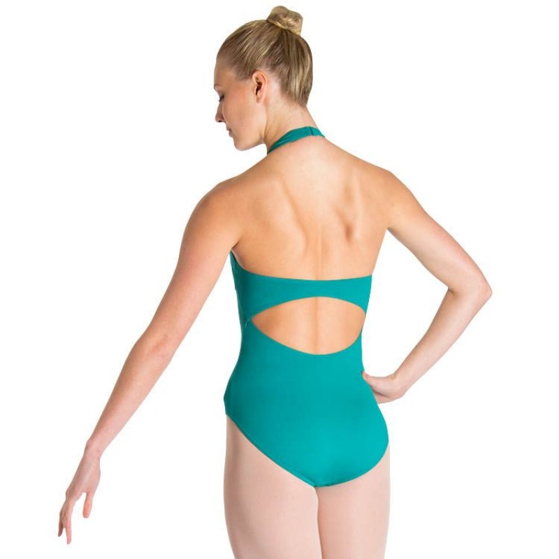 Women\'s Bloch Cinnamon Halter Leotards Jade | DMYVO53614