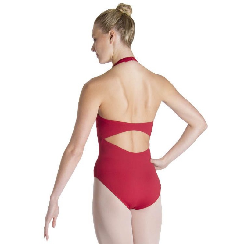 Women\'s Bloch Cinnamon Halter Leotards Red | MYICD45923