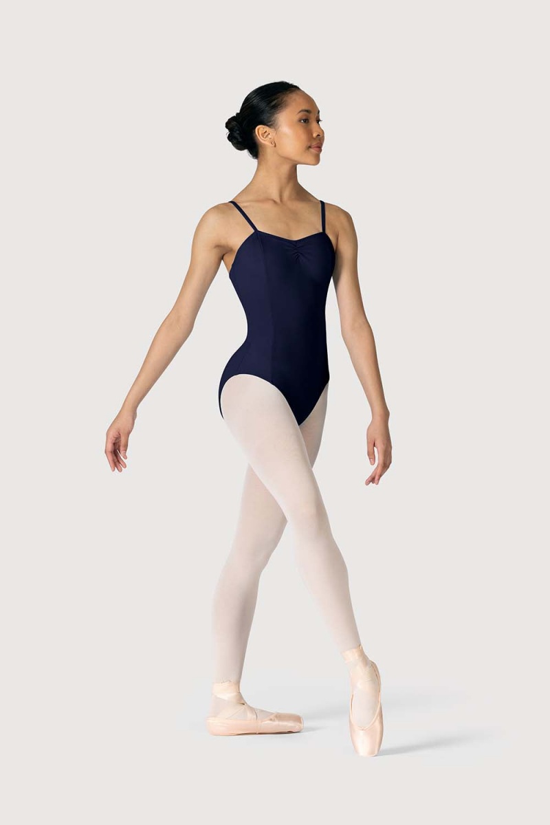 Women's Bloch Claudette Gathered Cami Leotards Navy | YMYVQ81891