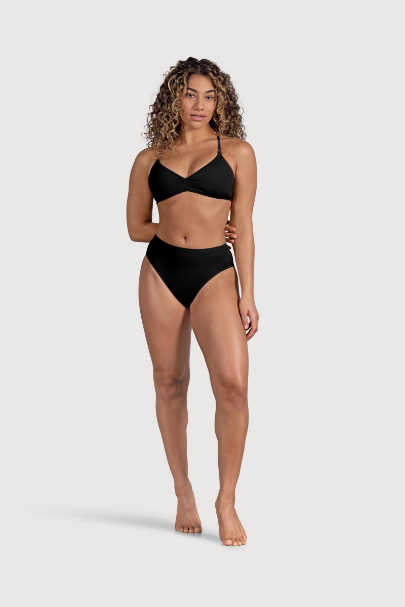 Women's Bloch Deva V Front Underwear Black | PMYQX62901