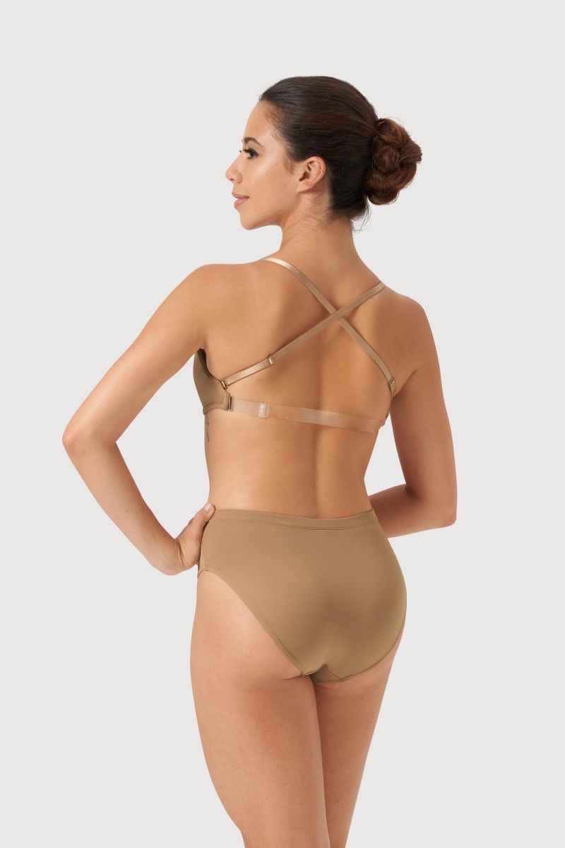 Women's Bloch Deva V Front Underwear Tan | FMYHY73055