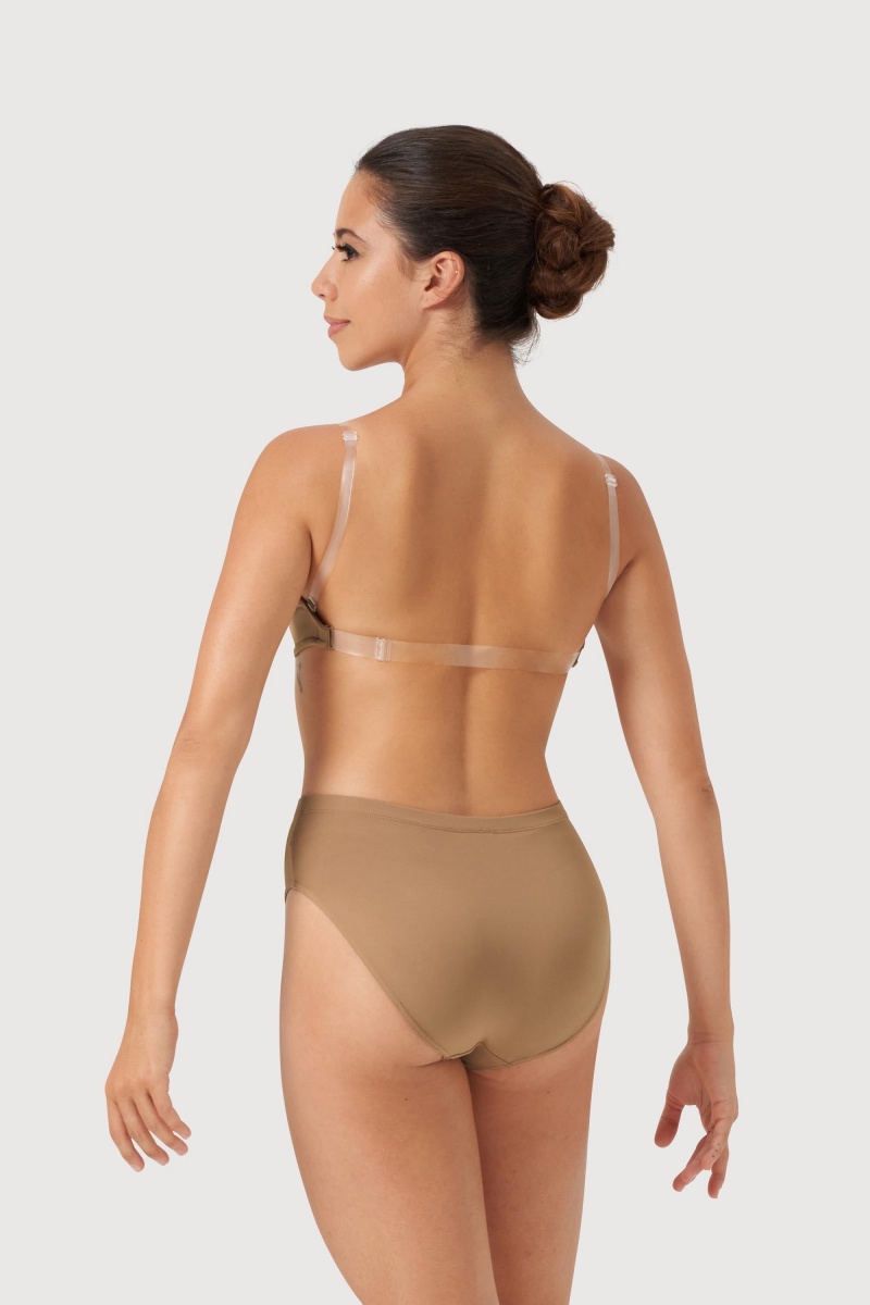 Women's Bloch Deva V Front Underwear Tan | FMYHY73055