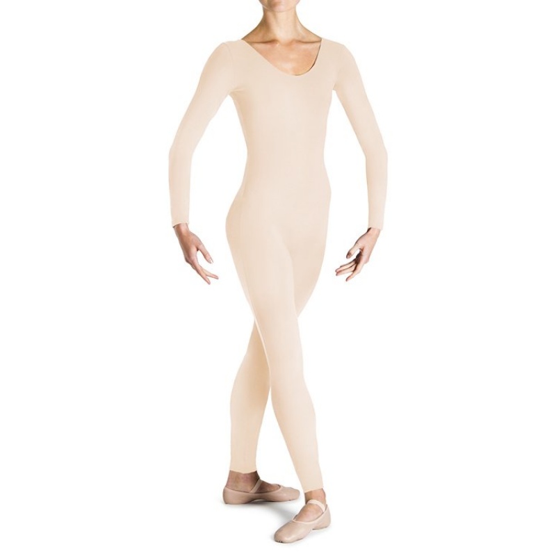 Women\'s Bloch Eugene Long Sleeve Scoop Unitards Wheat | GMYEC93426