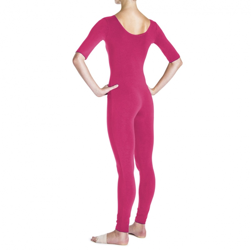 Women's Bloch Euna ¾ Sleeve Unitards Cherry | EMYHC26740