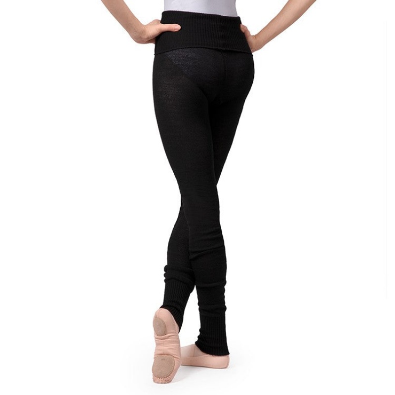 Women's Bloch Full Length Roll Waist Womens Warmup Pant Knitwear Black | MYXBR17429