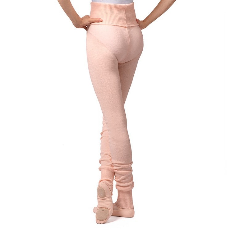 Women's Bloch Full Length Roll Waist Womens Warmup Pant Knitwear Pink | MYNEJ50099