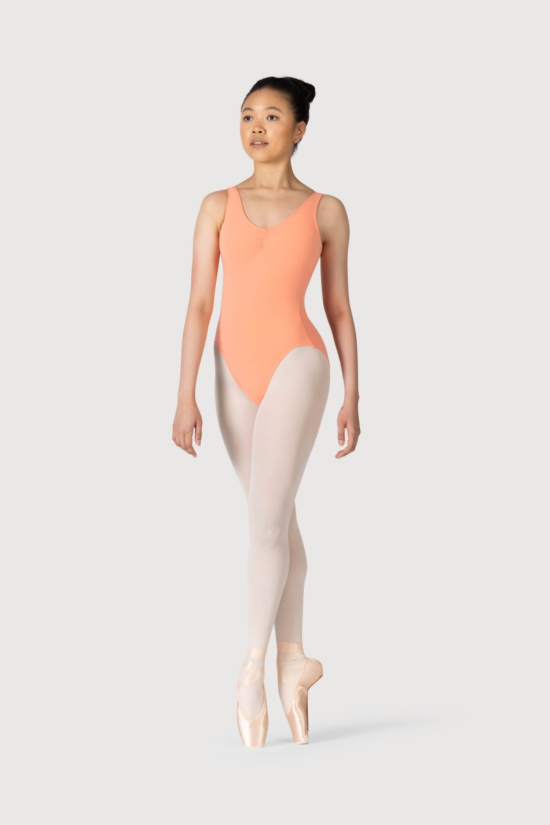 Women's Bloch Gathered Front With Low Back Leotards Guava | MYIIZ20433