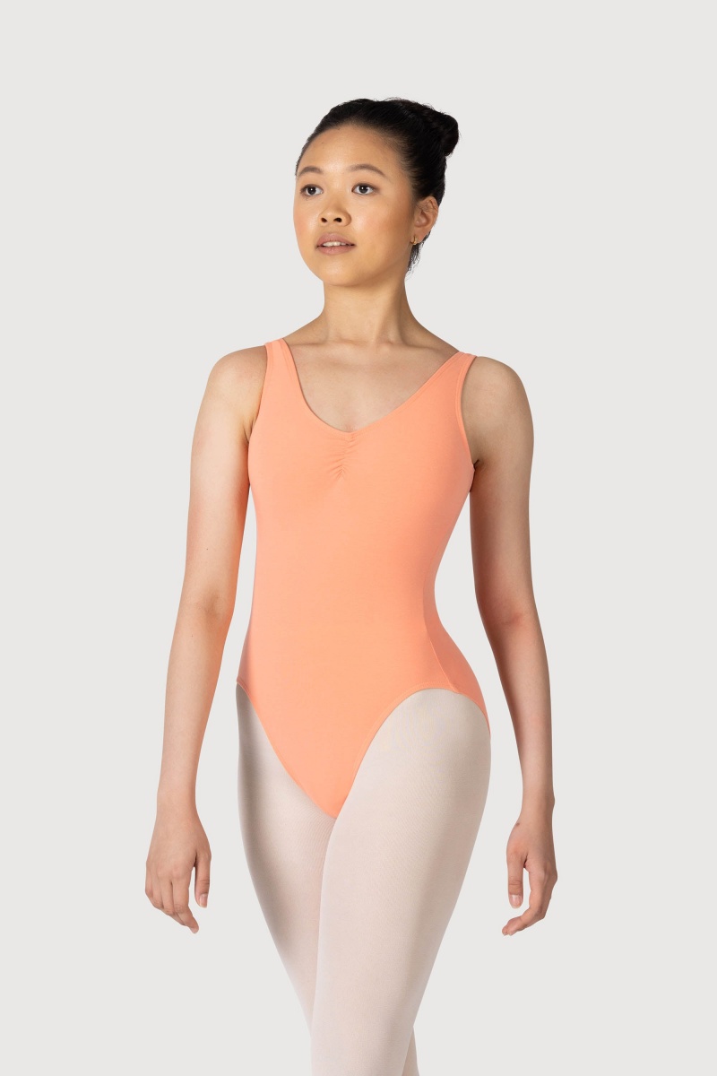 Women\'s Bloch Gathered Front With Low Back Leotards Guava | MYIIZ20433