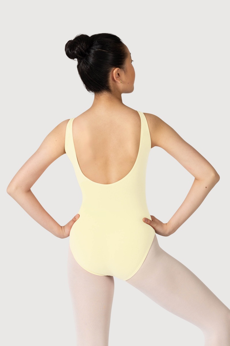 Women's Bloch Gathered Front With Low Back Leotards Lemon | MYNEJ51537