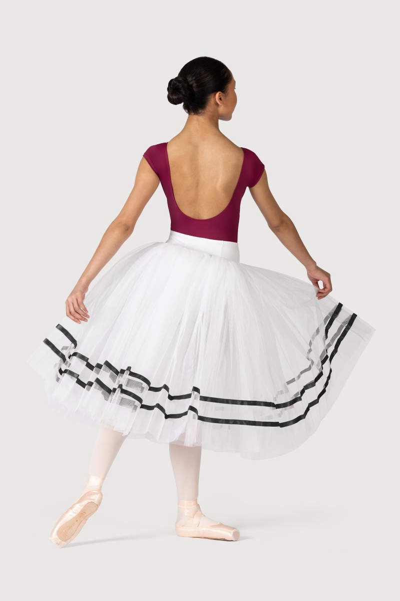 Women's Bloch Giselle Ribbon Romantic ½ Tutu Skirts White/Black | MYCIF63679