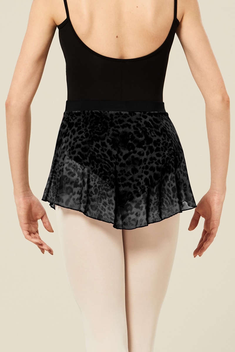 Women's Bloch Janise Animal Printed Mesh Skirts Black | MYDYB82704