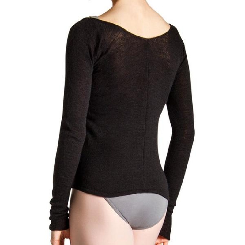 Women's Bloch Kara Long Sleeve V Tops Black | YMYVQ56821