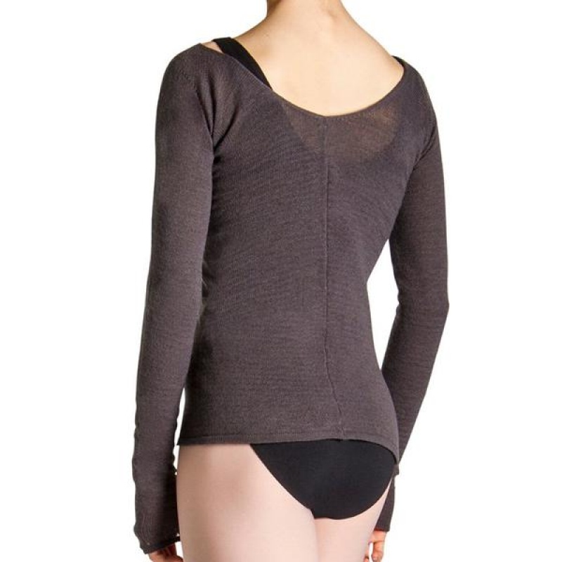 Women's Bloch Kara Long Sleeve V Tops Charcoal | BMYSD71497