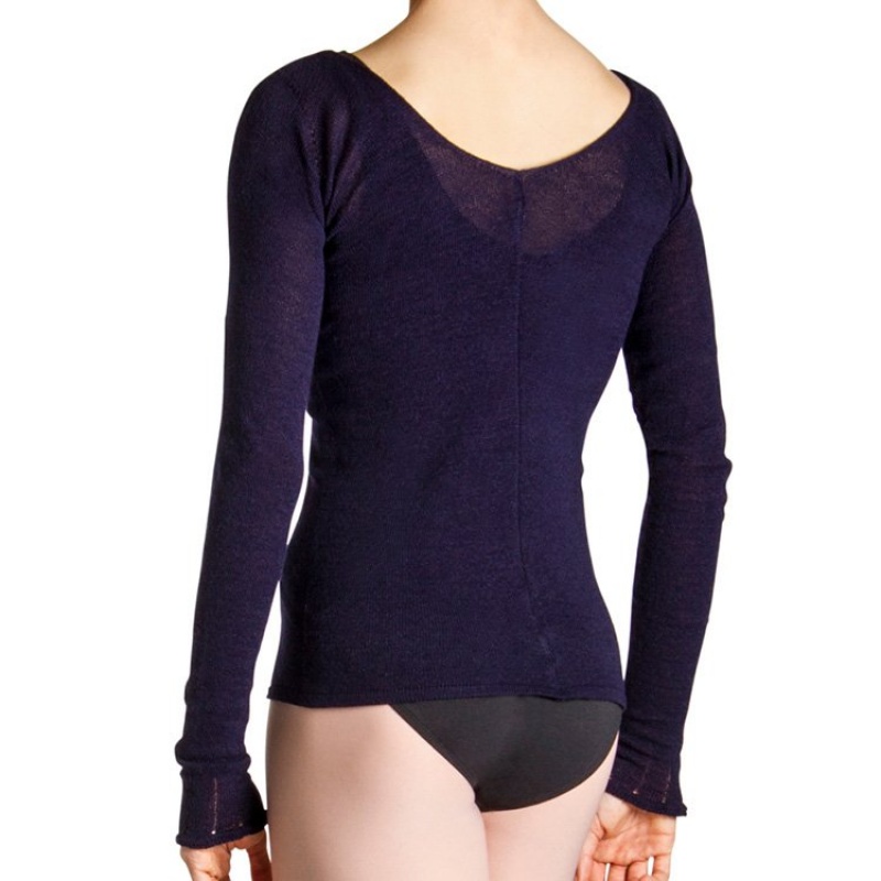 Women's Bloch Kara Long Sleeve V Tops Navy | SMYNY68643