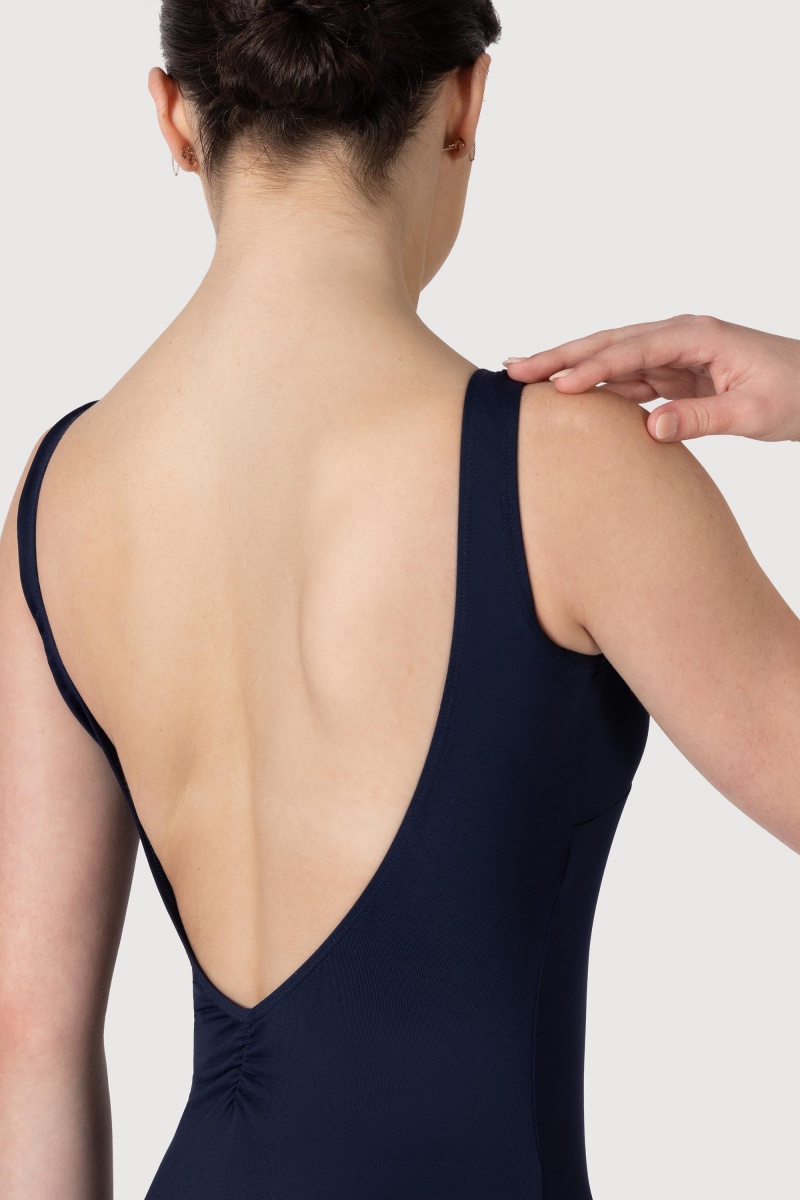 Women's Bloch Microlux™ Gayleena Empire Gathered Front Wide Strap Leotards Navy | MYNZX54071