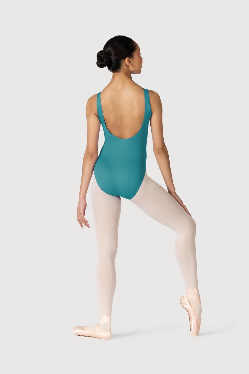 Women's Bloch Microlux™ Nyla Gather Front & Low Back Leotards Teal | MYZDE55378