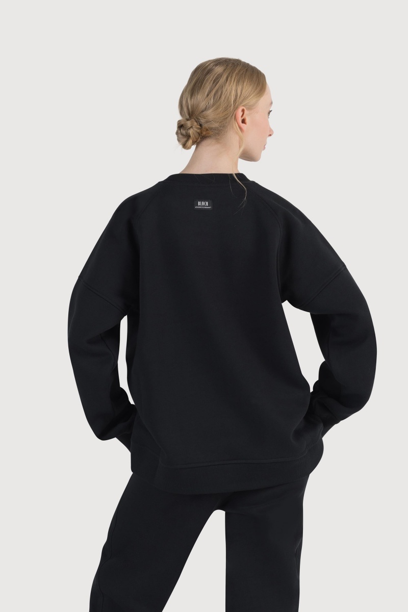 Women's Bloch Off-Duty Terry Crew Sweat Tops Midnight | UMYND99340