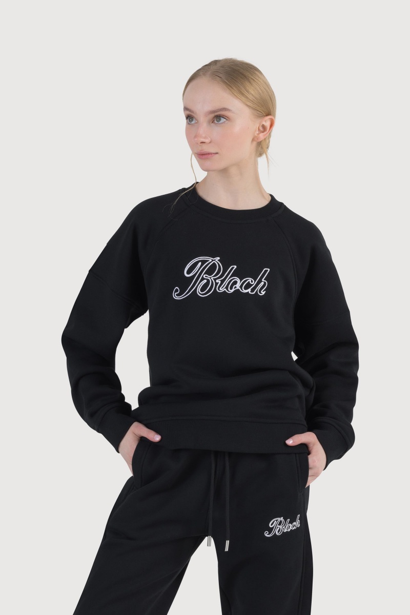 Women's Bloch Off-Duty Terry Crew Sweat Tops Midnight | UMYND99340