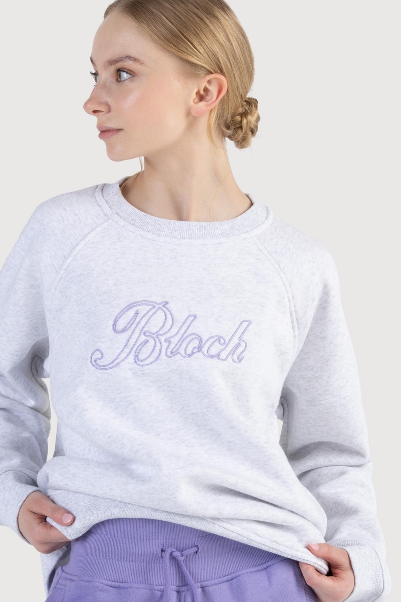 Women's Bloch Off-Duty Terry Crew Sweat Tops Snow Marle | MMYHR58092