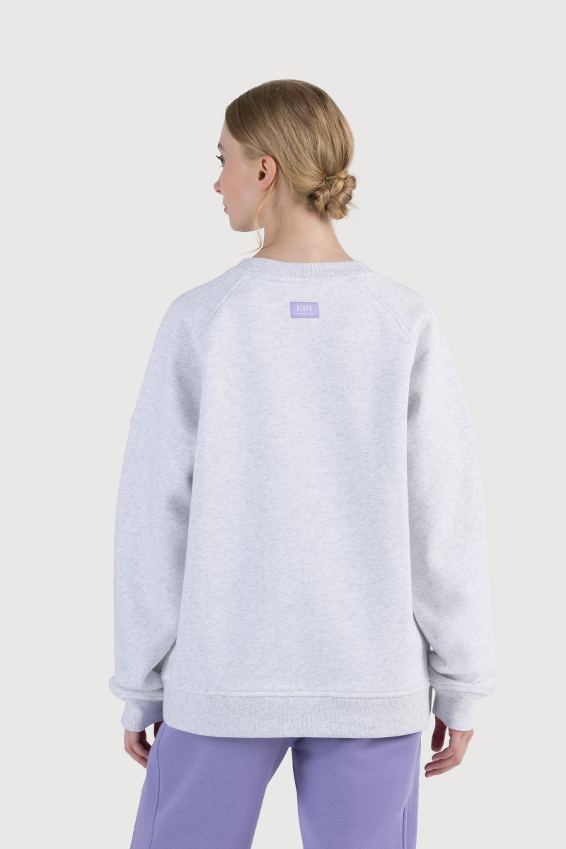 Women's Bloch Off-Duty Terry Crew Sweat Tops Snow Marle | MMYHR58092