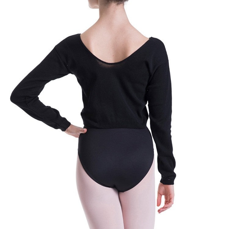 Women's Bloch Overt Cropped Long Sleeve Sweater Tops Black | BMYSO54922