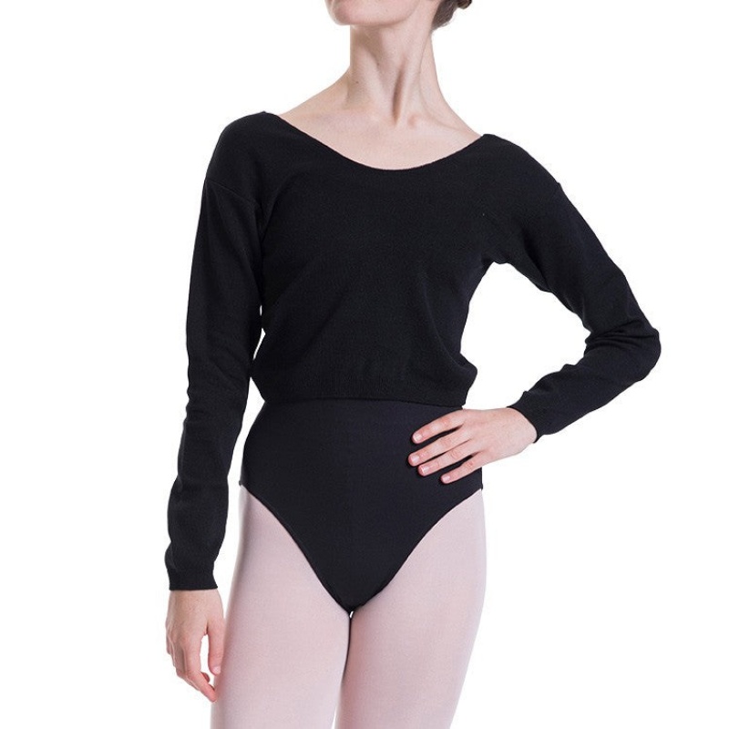 Women's Bloch Overt Cropped Long Sleeve Sweater Tops Black | BMYSO54922