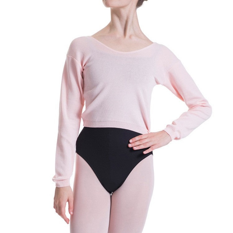 Women's Bloch Overt Cropped Long Sleeve Sweater Tops Pink | FMYUI27209