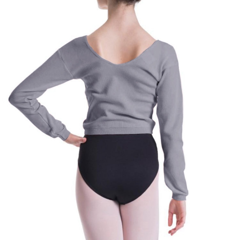 Women's Bloch Overt Cropped Long Sleeve Sweater Tops Light Grey Marle | SMYVO74265