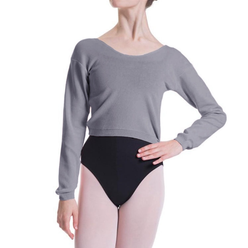 Women's Bloch Overt Cropped Long Sleeve Sweater Tops Light Grey Marle | SMYVO74265