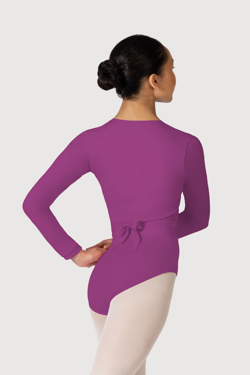 Women's Bloch Overture Crossover Long Sleeve Wrap Tops Berry | MYDYB69150