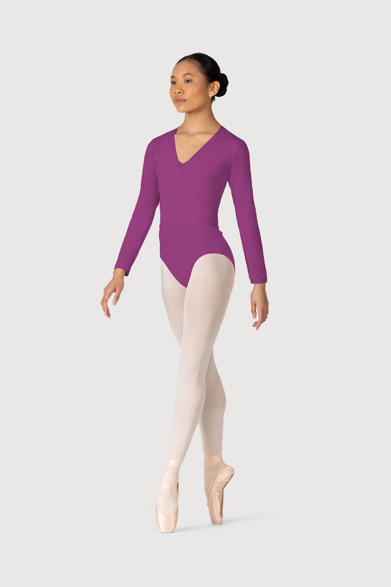 Women's Bloch Overture Crossover Long Sleeve Wrap Tops Berry | MYDYB69150