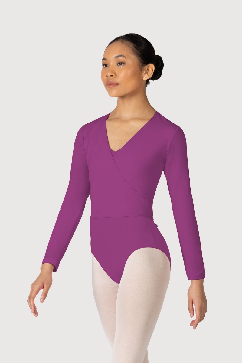 Women\'s Bloch Overture Crossover Long Sleeve Wrap Tops Berry | MYDYB69150