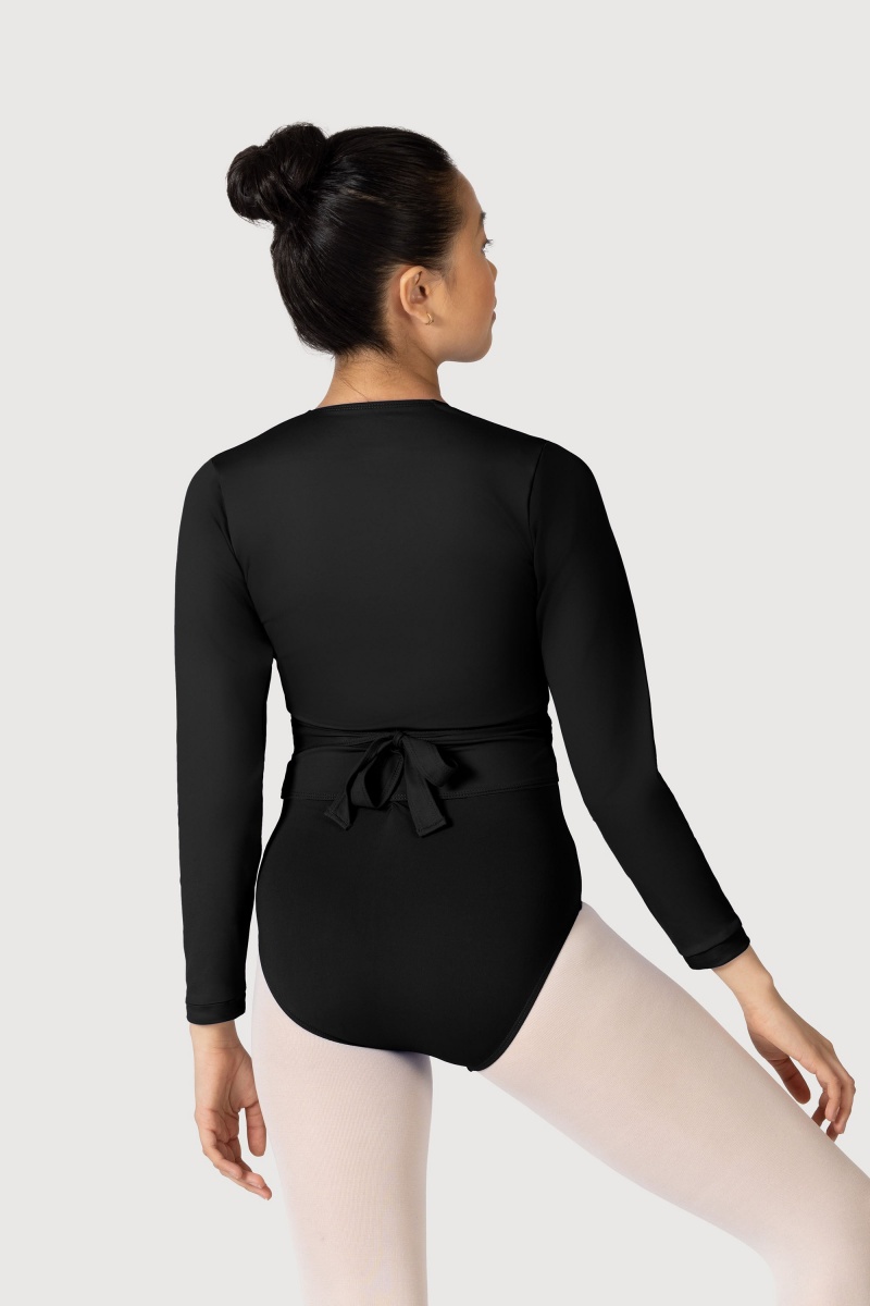 Women's Bloch Overture Crossover Long Sleeve Wrap Tops Black | ZMYNQ78331