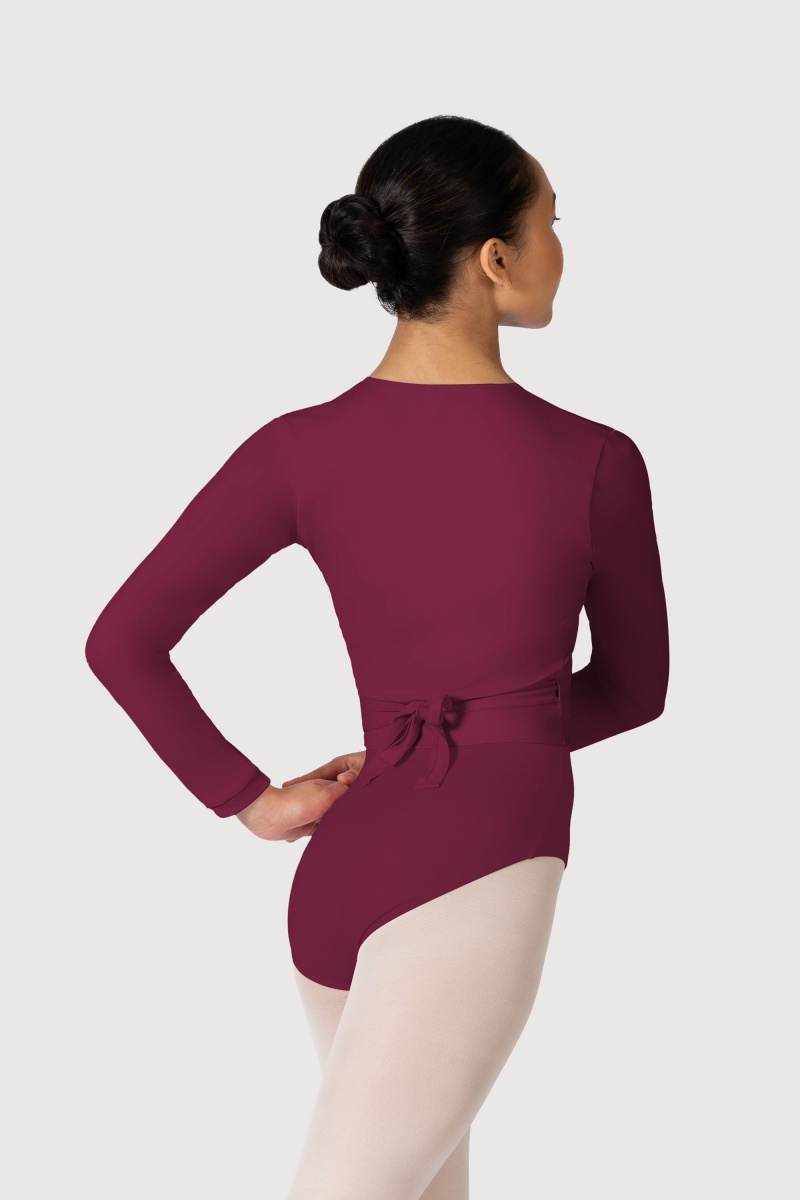 Women's Bloch Overture Crossover Long Sleeve Wrap Tops Burgundy | BMYSO26776