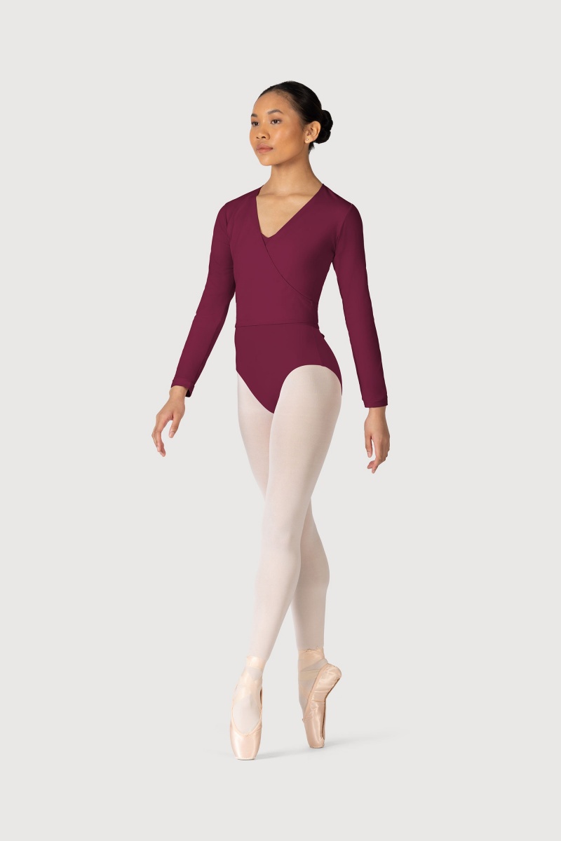 Women's Bloch Overture Crossover Long Sleeve Wrap Tops Burgundy | BMYSO26776