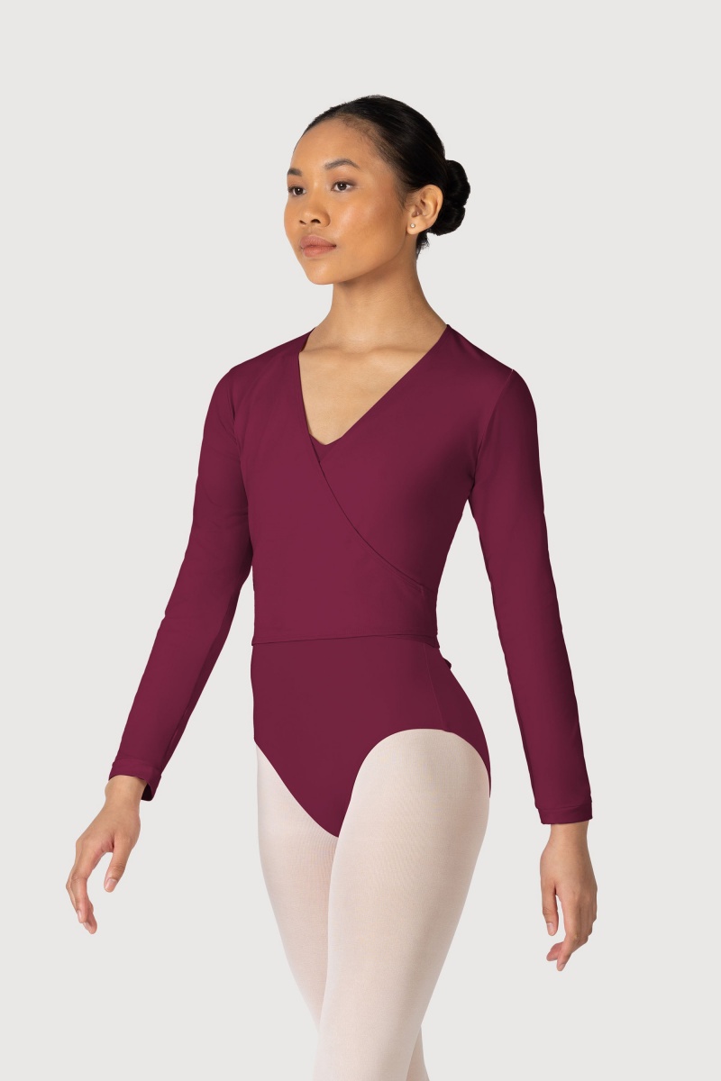 Women\'s Bloch Overture Crossover Long Sleeve Wrap Tops Burgundy | BMYSO26776