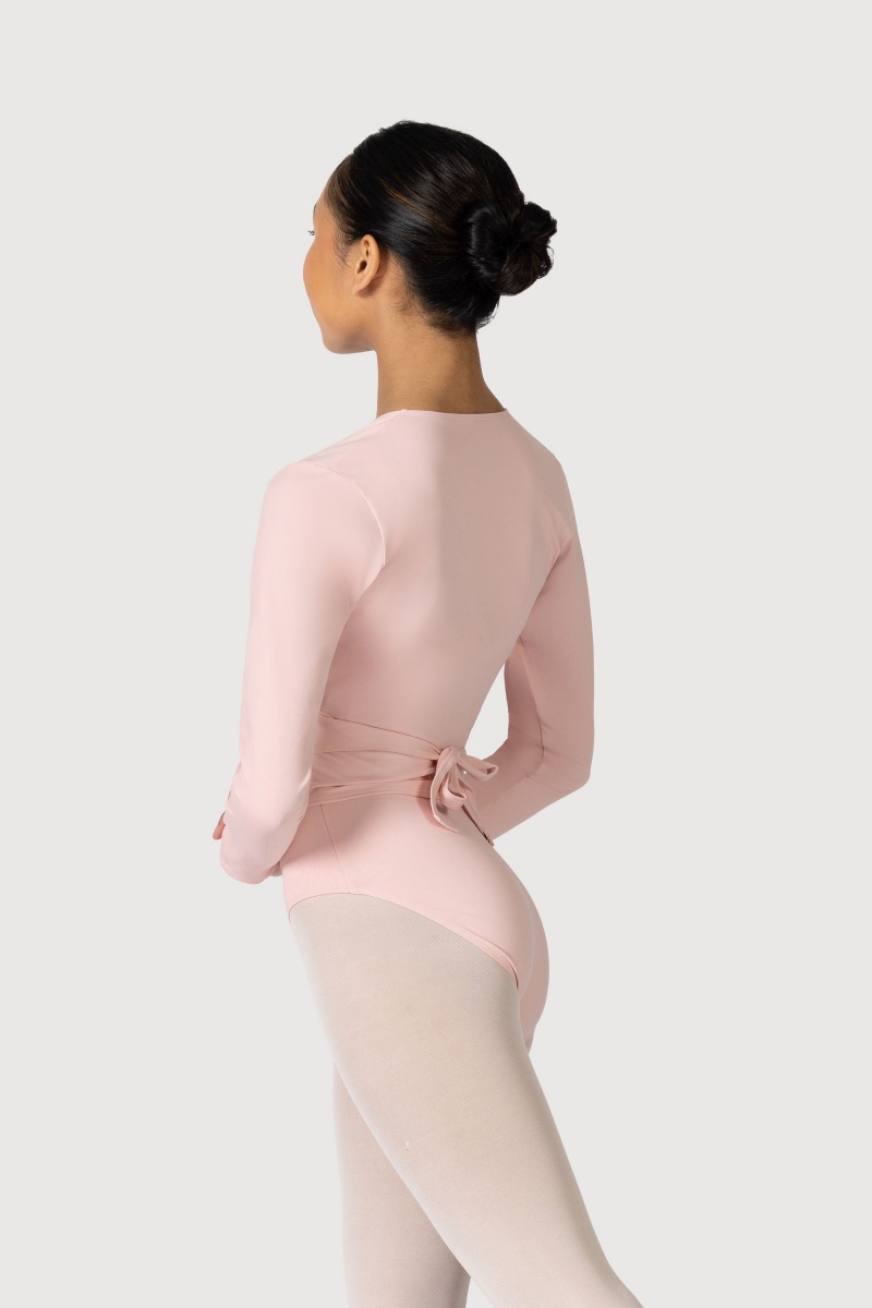 Women's Bloch Overture Crossover Long Sleeve Wrap Tops Candy Pink | TMYWZ94412