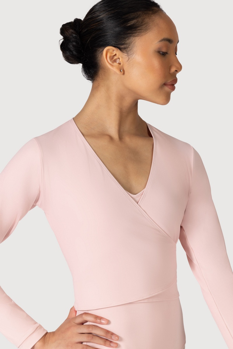 Women's Bloch Overture Crossover Long Sleeve Wrap Tops Candy Pink | TMYWZ94412