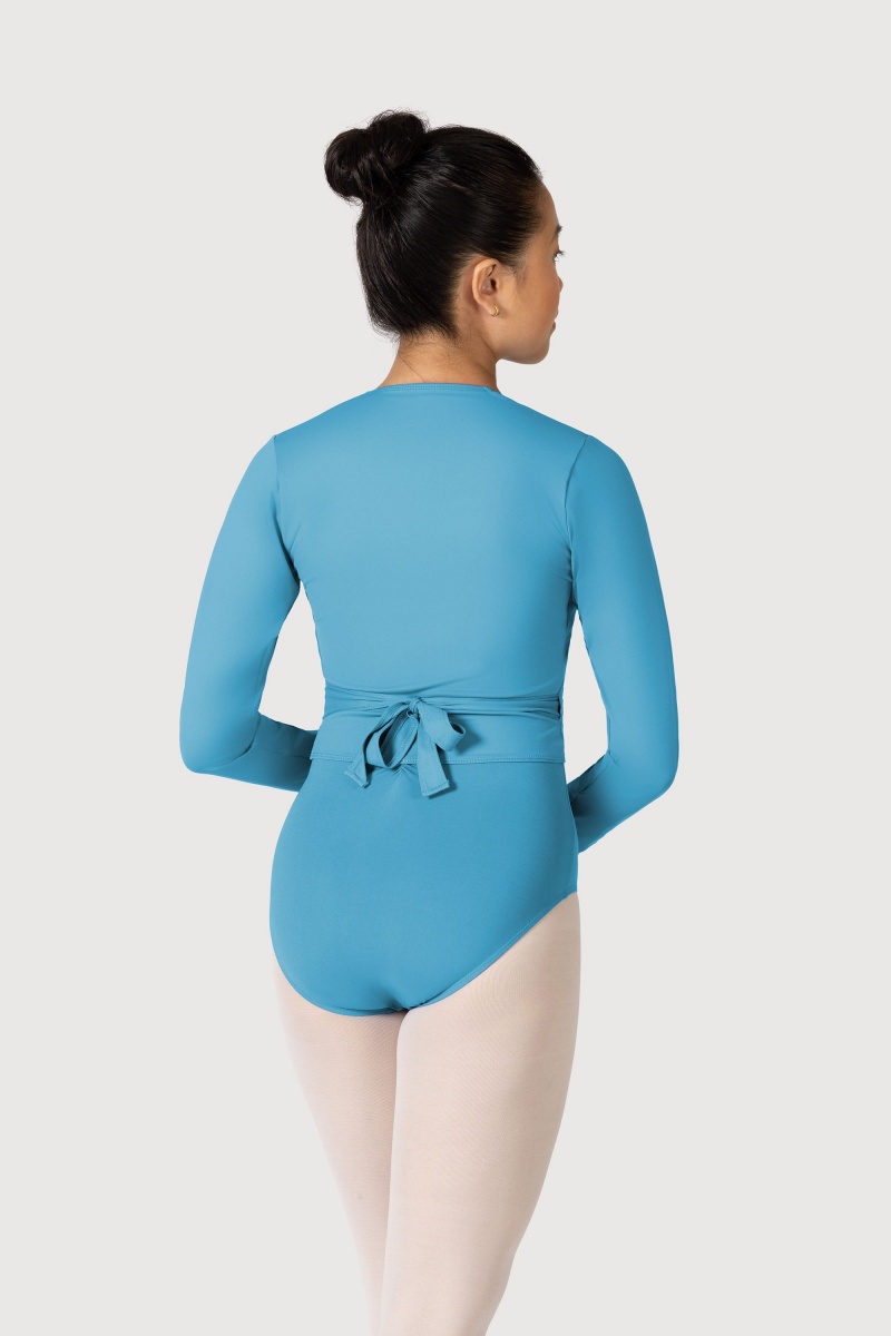 Women's Bloch Overture Crossover Long Sleeve Wrap Tops Capri Blue | BMYSO28957