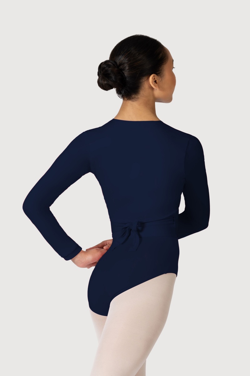 Women's Bloch Overture Crossover Long Sleeve Wrap Tops Navy | MYXBR13762