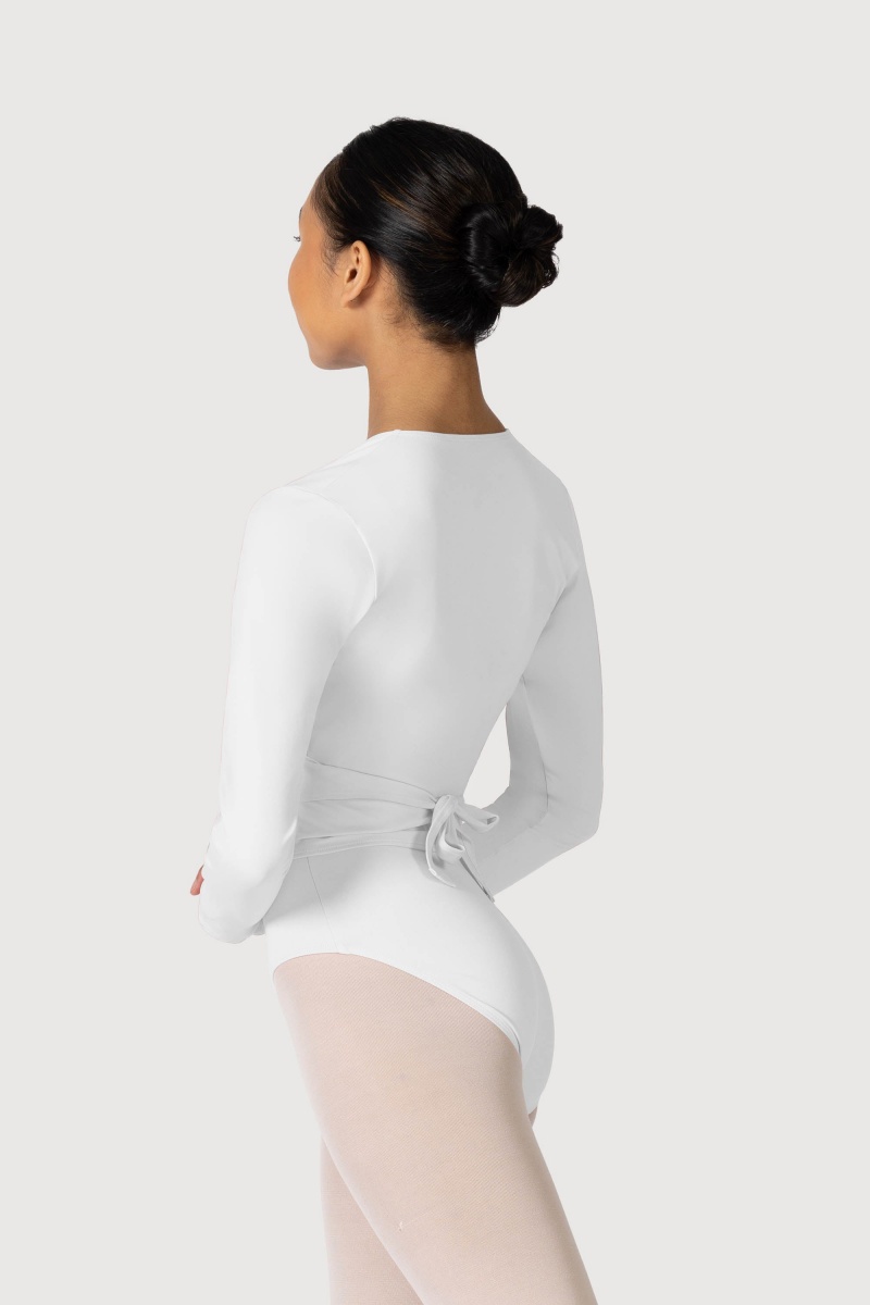 Women's Bloch Overture Crossover Long Sleeve Wrap Tops White | GMYUC75104