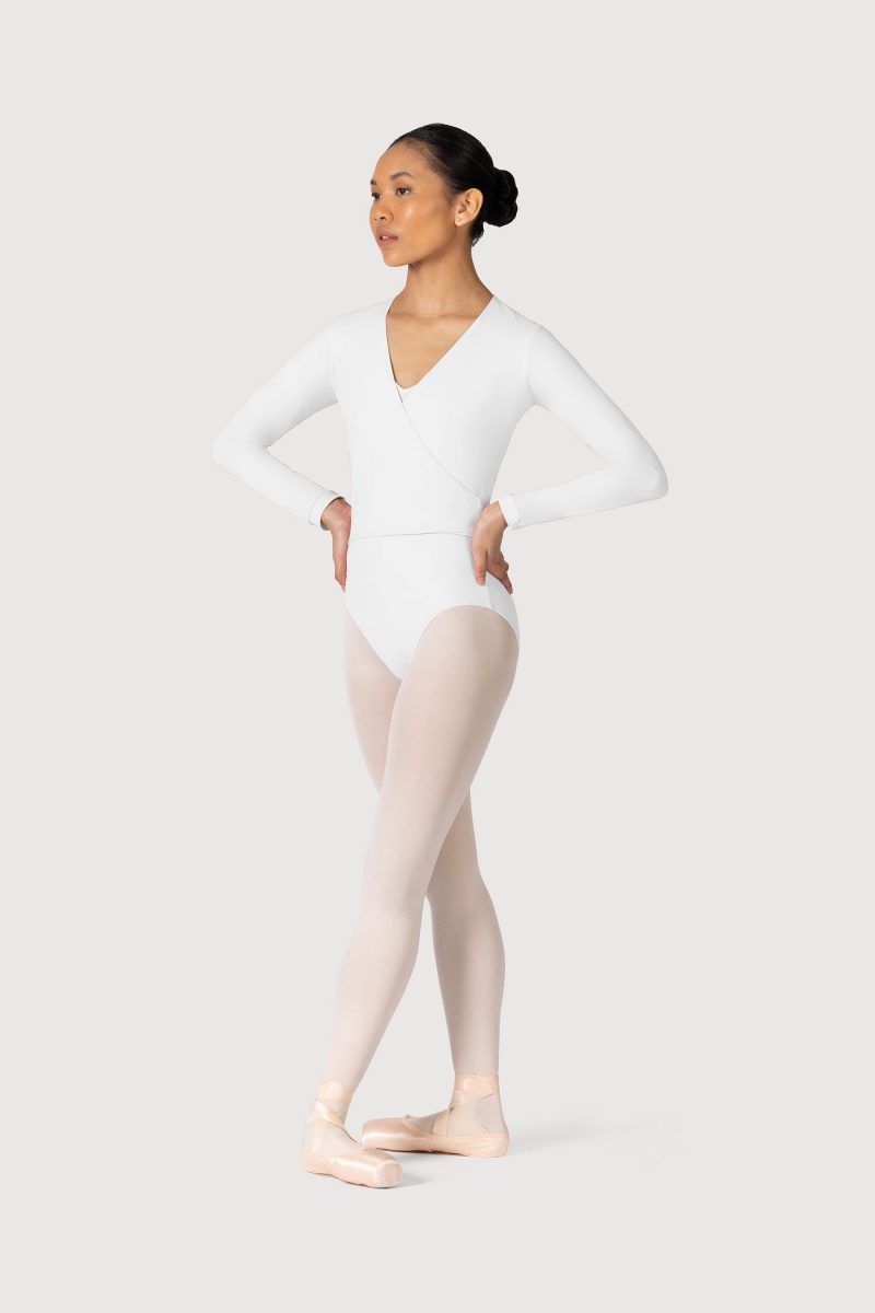 Women's Bloch Overture Crossover Long Sleeve Wrap Tops White | GMYUC75104