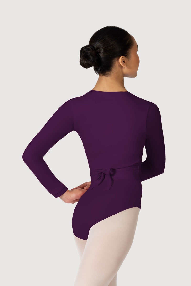 Women's Bloch Overture Crossover Long Sleeve Wrap Tops Plum | LMYSX73797