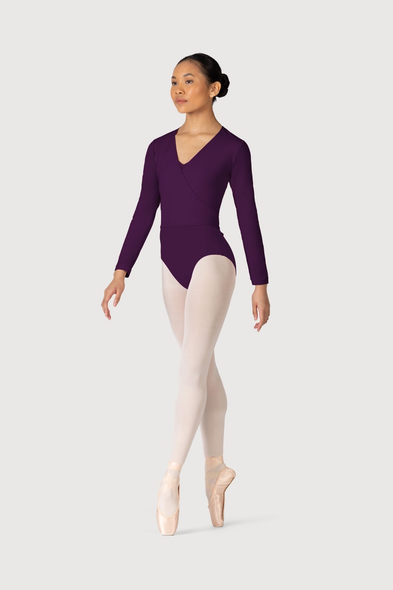 Women's Bloch Overture Crossover Long Sleeve Wrap Tops Plum | LMYSX73797