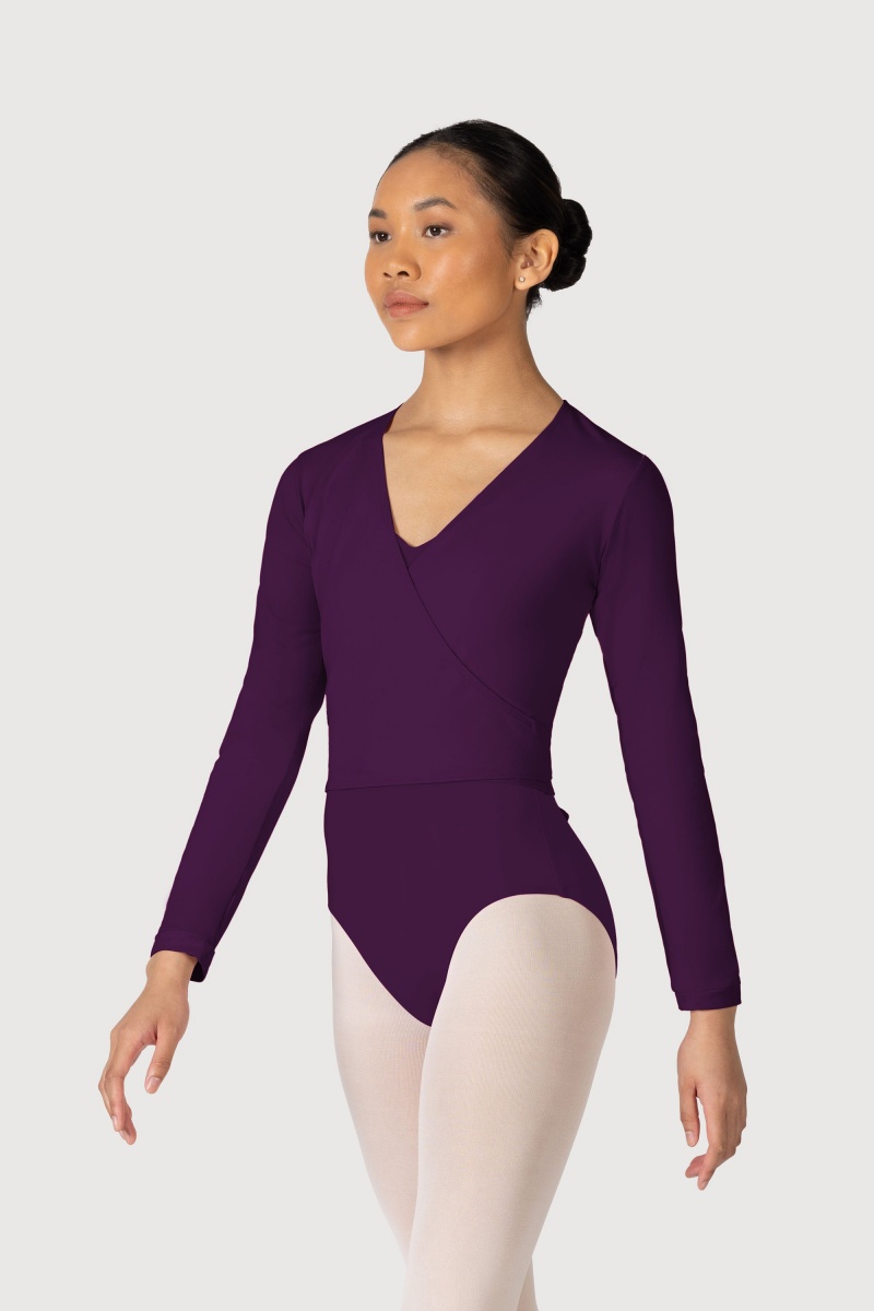 Women\'s Bloch Overture Crossover Long Sleeve Wrap Tops Plum | LMYSX73797